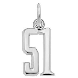 Number 51 Charm Sterling Silver -10-1762-51-ss
