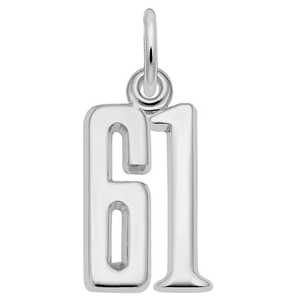 Number 61 Charm Sterling Silver -10-1762-61-ss