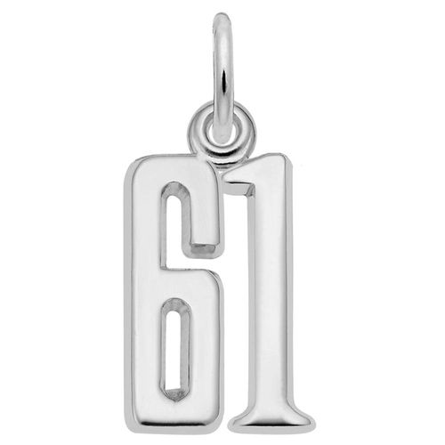 Number 61 Charm Sterling Silver -10-1762-61-ss