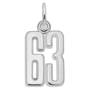 Number 63 Charm Sterling Silver -10-1762-63-ss