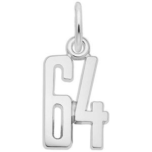 Number 64 Charm  - Sterling Silver  - 10-1762-64-SS