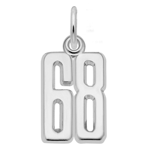 Number 68 Charm Sterling Silver -10-1762-68-ss