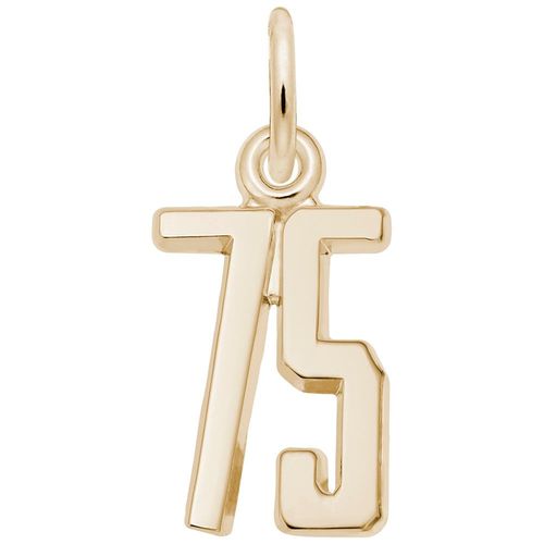 Number 75 Charm - Gold Plated - 10-1762-75