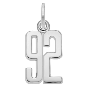 Number 92 Charm Sterling Silver -10-1762-92-ss