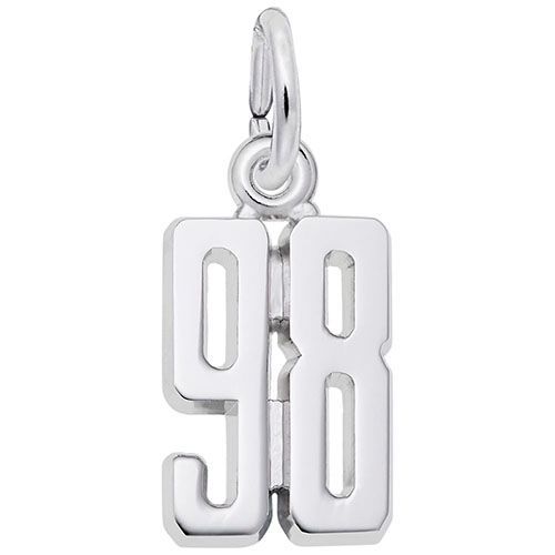 Number 98 Charm  - Sterling Silver  - 10-1762-98-SS