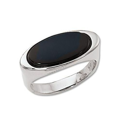 Oblong Onyx Ring - 14K White Gold Size 7