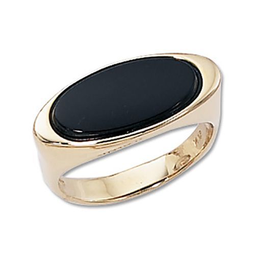 Oblong Onyx Ring - 14K Yellow Gold Size 7
