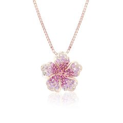 14K Rose Gold Hibiscus Tropical Flowers Pendant