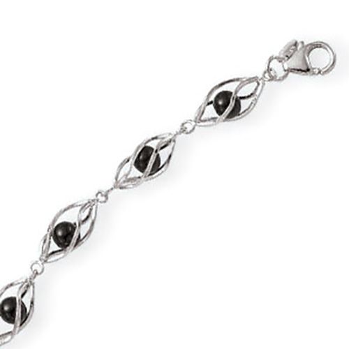 Onyx Cage Bracelet - Sterling Silver 7.375 Inch