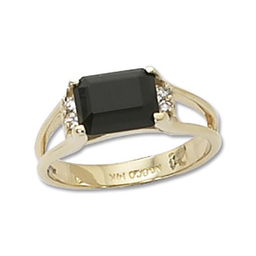 Onyx & Diamond Ring - 14K Yellow Gold Size 7
