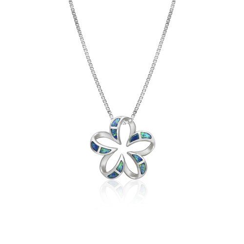 Opal Floating Plumeria Pendant 13mm, Hawaiian Inspired Pendant, PCP-0052/ WG