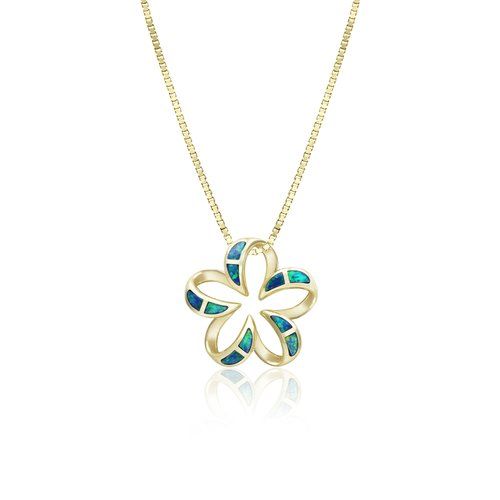 Opal Floating Plumeria Pendant 13mm, Hawaiian Inspired  Pendant, PCP-0052/YG