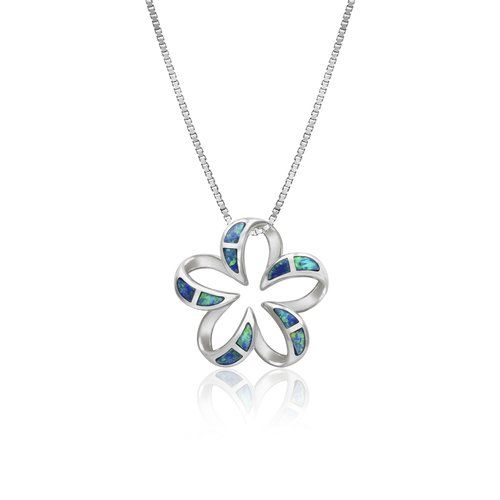 Opal Floating Plumeria Pendant 15mm, Hawaiian Inspired Pendant, PCP-0053/ WG