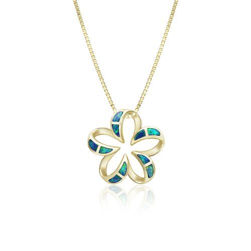 Opal Floating Plumeria Pendant 15mm, Hawaiian Inspired  Pendant, PCP-0053/ YG