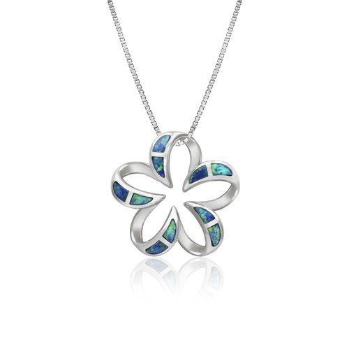 Opal Floating Plumeria Pendant 18mm, Hawaiian Inspired Pendant, PCP-0054/ WG