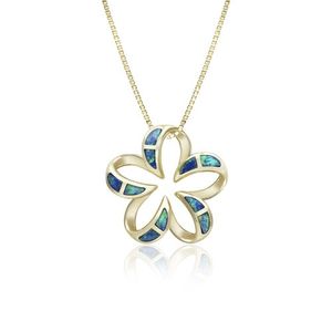 Opal Floating Plumeria Pendant 18mm, Hawaiian Inspired  Pendant, PCP-0054/ YG