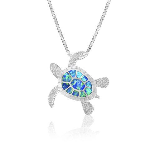 Opal Turtle Pendant 24mm, Hawaiian Inspired Pendant, STP-0033O/WG