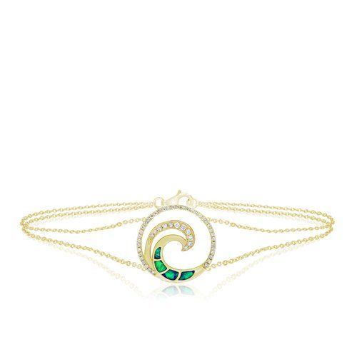 Opal Wave Deluxe Bracelet 19mm, Hawaiian Inspired  Bracelet, WOB-0010