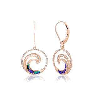 Opal Wave Deluxe Leverback Earrings 19mm, Hawaiian Inspired  Earrings, WOE-0012/ RG