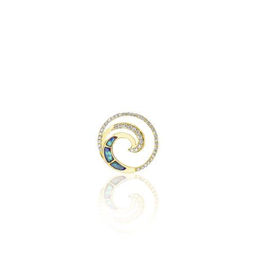 Opal Wave Deluxe Pendant 15mm, Hawaiian Inspired  Pendant, WOP-0016