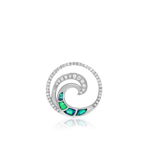 Opal Wave Deluxe Pendant 20mm, Hawaiian Inspired Pendant, WOP-0017/ WG