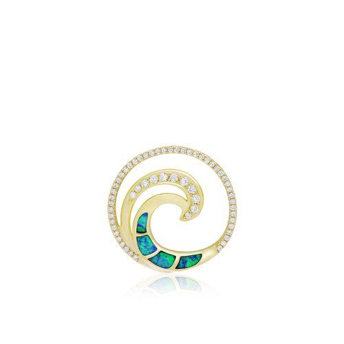 Opal Wave Deluxe Pendant 24mm, Hawaiian Inspired  Pendant, WOP-0018