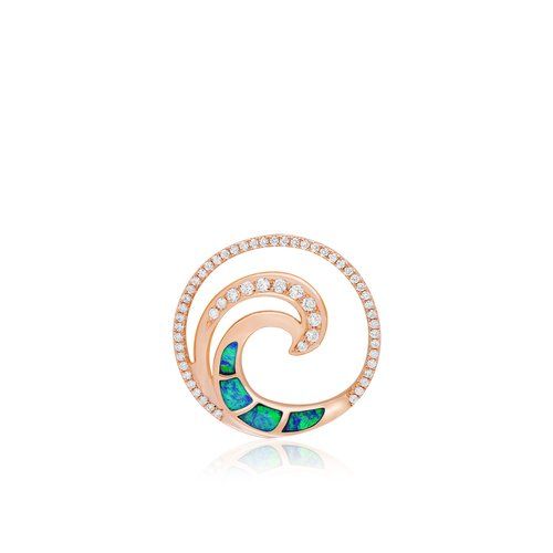 Opal Wave Deluxe Pendant 24mm, Hawaiian Inspired Pendant, WOP-0018/ RG