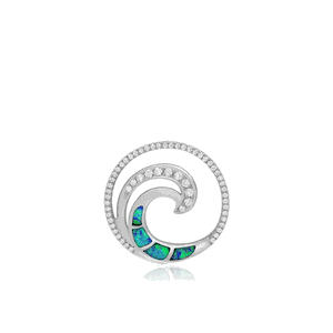 Opal Wave Deluxe Pendant 24mm, Hawaiian Inspired  Pendant, WOP-0018/ WG