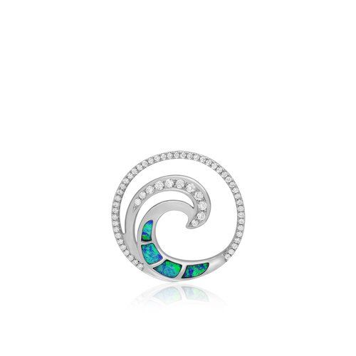 Opal Wave Deluxe Pendant 24mm, Hawaiian Inspired Pendant, WOP-0018/ WG