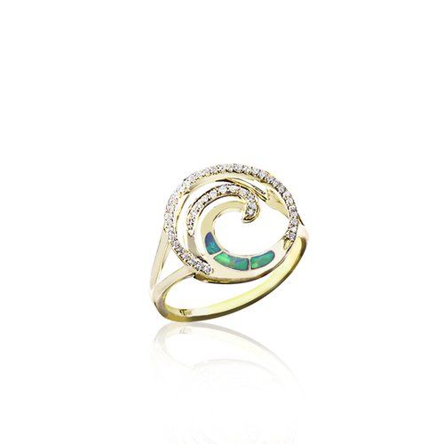 Opal Wave Deluxe Ring 15mm, Hawaiian Inspired Ring, WOR-0011