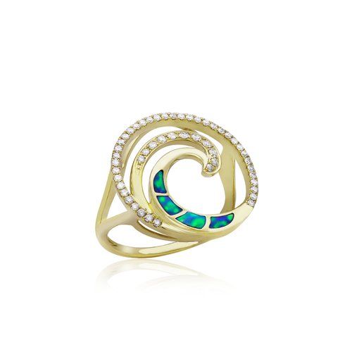 Opal Wave Deluxe Ring 19mm, Hawaiian Inspired  Ring, WOR-0012