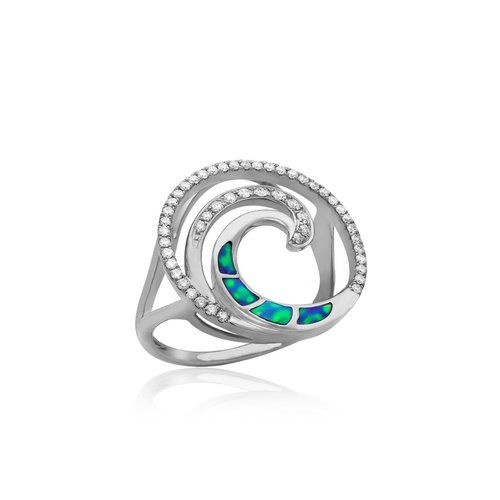 Opal Wave Deluxe Ring 19mm, Hawaiian Inspired Ring, WOR-0012/ WG
