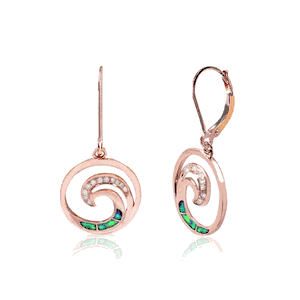 Opal Wave Leverback Earrings 19mm, Hawaiian Inspired  Earrings, WOE-0010/ RG