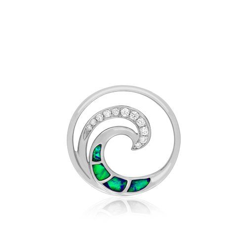 Opal Wave Pendant 15mm, Hawaiian Inspired Pendant, WOP-0013/ WG