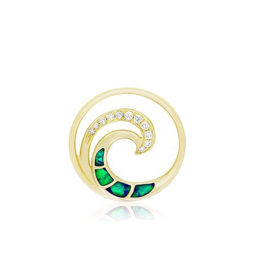 Opal Wave Pendant 24mm, Hawaiian Inspired  Pendant, WOP-0015