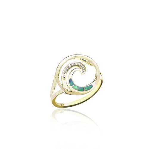 Opal Wave Ring 15mm, Hawaiian Inspired  Ring, WOR-0009