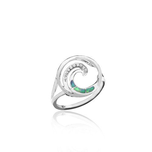 Opal Wave Ring 15mm, Hawaiian Inspired Ring, WOR-0009/ WG