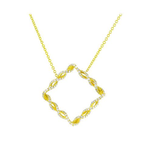 Open braided square pendant with chain