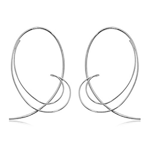 Open Paisley Sweep Hoop Earrings - Sterling Silver