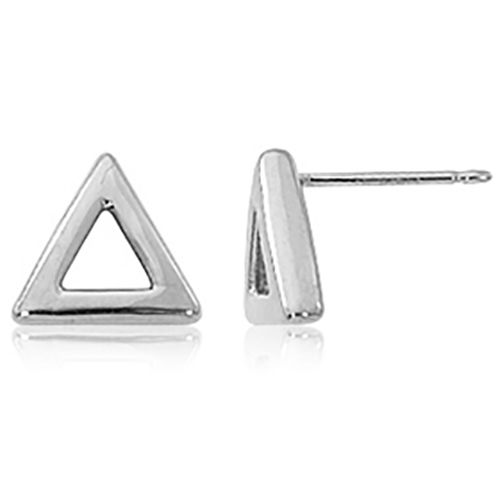 Open Triangle Stud Earrings - Sterling Silver