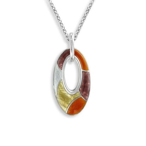 Orange Cut-out Oval Necklace, Sterling Silver - NN0553B