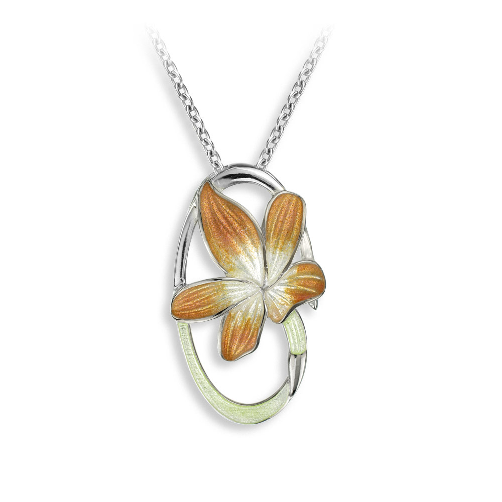Orange Lily Necklace  Sterling Silver - NN0594B