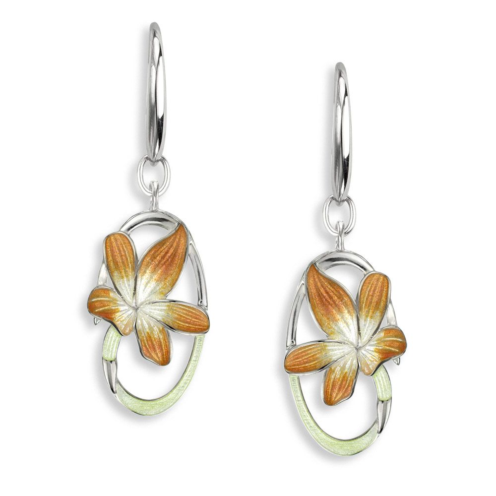 Orange Lily Wire Earrings  Sterling Silver - NW0594B