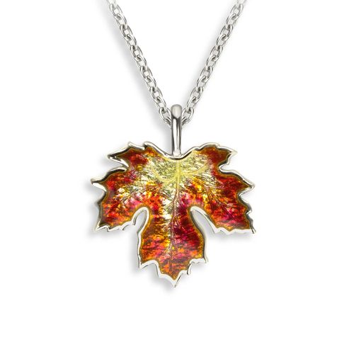 Orange Maple Leaf Necklace  Sterling Silver - NN0435A