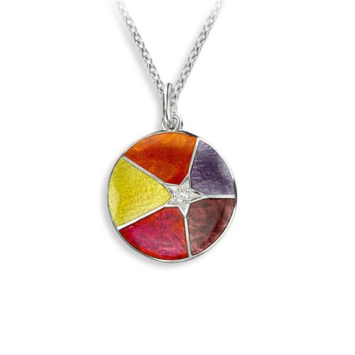 Orange Round with Star Necklace, Sterling Silver - NN0555YB