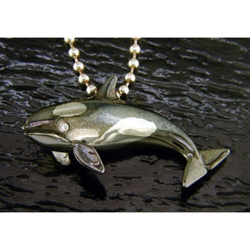 Orca Pendant - Sterling Silver and 14K Gold  - SD-SGP022