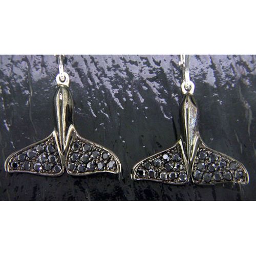 Orca Whale Tail Dangle Earrings - Sterling Silver and 14K Gold  - SD-SGE028S