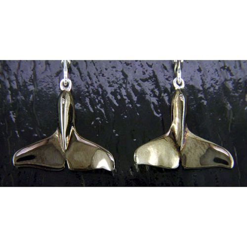 Orca Whale Tail Rhodium Earrings - Sterling Silver and 14K Gold  - SD-SGE028