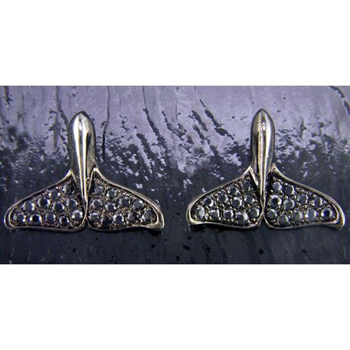 Orca Whale Tail Stud Earrings - Sterling Silver and 14K Gold  - SD-SGE029S
