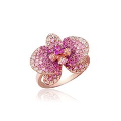 14K Rose Gold Rare Blooms Tropical Flowers Ring